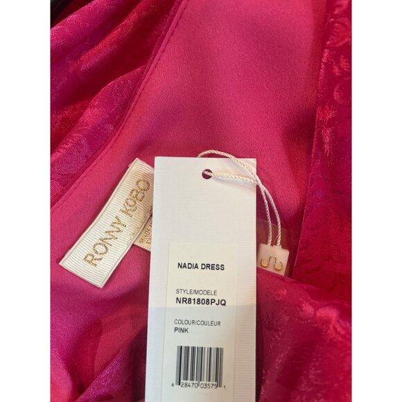 Ronny Kobo Nadia One Shoulder Mini Dress Pink Womens Size Medium - Picture 8 of 8